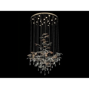 Изображение товара Потолочная люстра водопад с стеклянными подвесками птички Newport 8200 8220/80 С gold polished