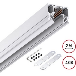 Изображение товара Низковольтный шинопровод для монтажа в натяжной потолок 2м Novotech Flum 135241Y белый IP20 48V