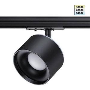 Изображение товара Cветильник светодиодный трековый однофазный трехжильный 220V с переключ. цв. температуры IP20 3000-4000-6000К 12W вниз + 3W вверх NT22 черный Novotech Giro 358974