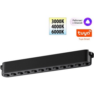 Изображение товара Трековый смарт-светильник для низковольтного шинопровода с двумя режимами работы Novotech Easy 359459 черный LED 12W 24V 3000-6000K (Умный дом, Алиса)