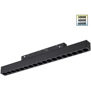 Изображение товара Трековый светильник светодиодный для низковольтного шинопровода Novotech Flum 359623 черный с переключ. цв. темпер. IP20 LED 3000К\4000К\6000К 18W 48V