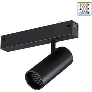 Изображение товара Трековый светильник однофазный светодиодный Novotech Vector 359956 черный с переключ. цв. темпер. IP20 LED 3000К\4000К\6000К 12W 90-240V