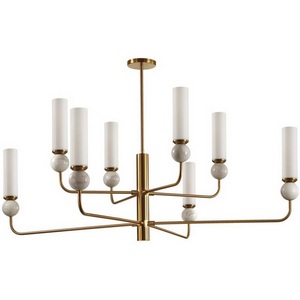 Изображение товара Потолочная люстра на штанге Odeon Light Lolla 4359/8 под латунь/металл/стекло/белый мрамор IP20 8* E14 40W 220V