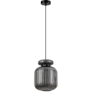 Изображение товара Подвесной светильник Odeon Light Jugi 5042/1B PENDANT черный/дымчатый/металл/стекло/эко.кожа E27 1*60W