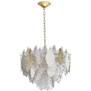Изображение товара Люстра подвесная шириной 60 см Odeon Light Lace 5052/15 золото/белый/прозрачный/металл/стекло/фарфор/металл E14 15*40W