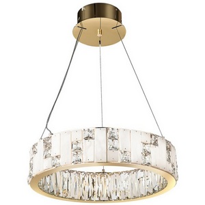 Изображение товара Подвесной светильник Odeon Light Crossa 5072/60L золото/прозрачный/белый/металл/хрусталь/алебастр LED 60W 3700K