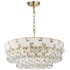 Изображение товара Подвесная люстра Odeon Light Chessi 5076/10 золото/прозрачный/белый/металл/хрусталь/алебастр E14 12*40W с подвесками