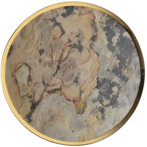 Изображение товара Настенно-потолочный светильник Odeon Light Bergi 5079/40L зол/серо-бежевый/металл/натур.камень/акрил с переключ.цветов.темпер. LED 40W 3000К/4000K/6000K