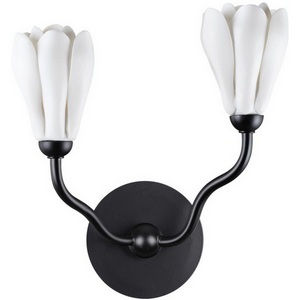 Изображение товара Бра Odeon Light Gardi 5090/2W черный матовый/белый/фарфор G4 LED 2*5W с цветами