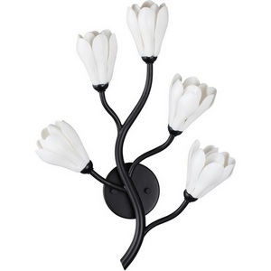 Изображение товара Бра Odeon Light Gardi 5090/5W черный матовый/белый/фарфор G4 LED 5*5W с цветами