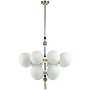 Изображение товара Потолочная люстра на штанге Odeon Light Palle 5405/12 золотой/серый/голубой/зеленый/белый матов./металл/керамика/стекло E14 12*40W с подвесками