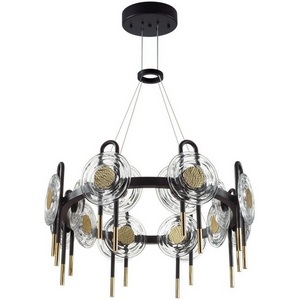 Изображение товара Подвесная люстра led с матовой черной арматурой Odeon Ligh LED 5407/92L черный/золото/металл/стекло 92W 3000K