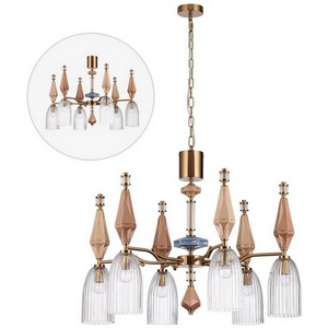 Изображение товара Подвесная люстра Odeon Light Terra 5414/6 античная бронза/терракот/синий/бежевый/металл/керамика E14 6*40W