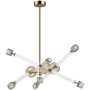 Изображение товара Потолочная люстра на штанге Odeon Light Kliff 5426/54CL золотой/белый/дымчатый/коньячный/металл/стекло/акрил LED 54W 3000K