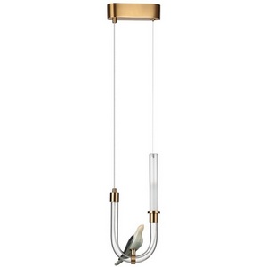 Изображение товара Подвесной светильник с золотой арматурой Odeon Light Lark 5431/2L золотой(под латунь)/белый градиент/беж./зеленый/ металл/стекло/керамика LED 2W 4000K