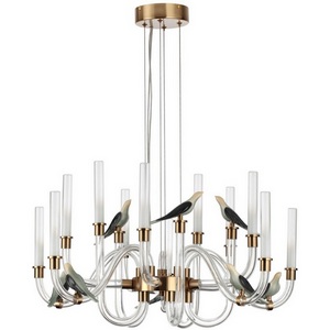 Изображение товара Люстра led подвесная с белым плафоном Odeon Light Lark 5431/30L золотой(под латунь)/белый градиент/беж./зеленый/ металл/стекло/керамика LED 30W 4000K