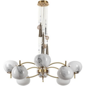 Изображение товара Подвесная люстра Odeon Light Fiolent 5432/8 золотой(под латунь)/стекло/кисточка/агат E14 8*40W