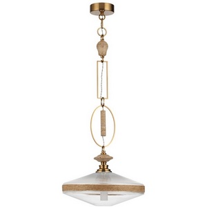 Изображение товара Подвесной светильник Odeon Light Krema 5441/1 сатинированн.латунь/прозрачн./металл/стекло/травертин/веревка G9 LED 6W с подвесками