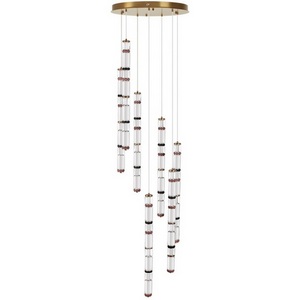 Изображение товара Потолочная люстра каскадная Odeon Light Collier 5455/210L сатин.латунь/терракот/черны LED 210W (30W*7) 4000K