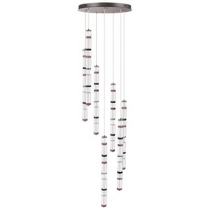Изображение товара Потолочная люстра каскадная Odeon Light Collier 5456/210L темный сатин.никель/терракот/черный LED 210W (30W*7) 4000K