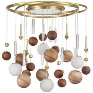 Изображение товара Потолочная люстра Odeon Light Callisto 5457/21C светлая сатин.латунь/белый/бежевый/коричневый/металл/стекло G9 x 20 x 5W + LED 20W 2500K
