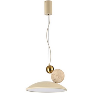 Изображение товара Подвесной светильник с золотой арматурой Odeon Light Travertino 6625/20L беж/золотой/металл/травертин/акрил IP20 LED 20W 3000K 220V