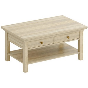 Изображение товара Стол журнальный с полкой с ящиком Reina ОГОГО (арт.330706), (ЛДСП/Дуб Сонома) (прямоугольная столешница, 4 ножки)