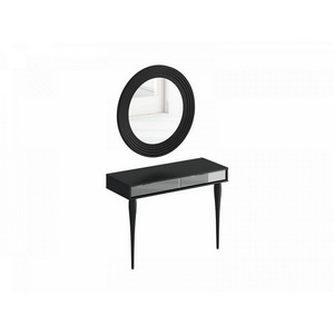 Изображение товара Туалетный столик с ящиком и зеркалом Cloud ОГОГО 333148 (черный) (прямоугольная столешница, 2 ножки)