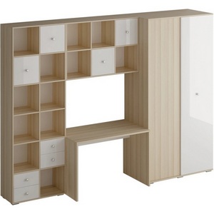 Изображение товара Компьютерный стол с ящиком и полкой Play ОГОГО Обстановочка (ЛДСП/Белый) 334596 (прямоугольная столешница)