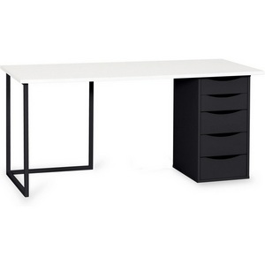 Изображение товара Композиция с ящиком ОГОГО Board 1800х700 (ЛДСП/Белый, Черный) (прямоугольная столешница)