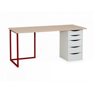 Изображение товара Стол с деревянной столешницей офисный Board 1200х500 ОГОГО 573551 (красный) (прямоугольная столешница)