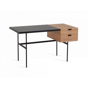 Изображение товара Стол рабочий с ящиком Tanis ОГОГО 725559 (робиния брэнсон, черный) (прямоугольная столешница, 4 ножки)