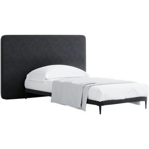 Изображение товара Кровать односпальная металлическим односпальная с мягким изголовьем Licata 900 ОГОГО (арт.751165), (Ткань,Рогожка/Серый)