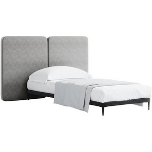 Изображение товара Кровать односпальная металлическим односпальная с мягким изголовьем Licata 900 ОГОГО (арт.751166), (Ткань,Рогожка/Серый)