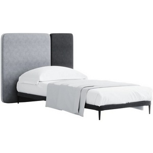 Изображение товара Кровать односпальная металлическим односпальная с мягким изголовьем Licata 900 ОГОГО (арт.751167), (Рогожка,Ткань/Серый)