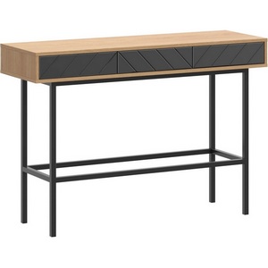 Изображение товара Стол консольный с ящиком Boho ОГОГО (арт.769643), (Стекло, ЛДСП, Металл/Дуб Корбридж, Черный) (прямоугольная столешница, 4 ножки)