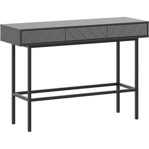 Изображение товара Стол консольный с ящиком Boho ОГОГО (арт.769644), (ЛДСП, Металл, Стекло/Темно-серый, Черный) (прямоугольная столешница, 4 ножки)