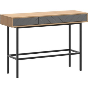 Изображение товара Стол консольный с ящиком Boho ОГОГО (арт.769645), (ЛДСП, Металл, Стекло/Темно-серый, Дуб Корбридж) (прямоугольная столешница, 4 ножки)