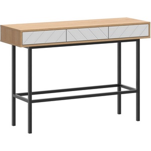 Изображение товара Стол консольный с ящиком Boho ОГОГО (арт.769646), (Стекло, ЛДСП, Металл/Белый, Дуб Корбридж) (прямоугольная столешница, 4 ножки)