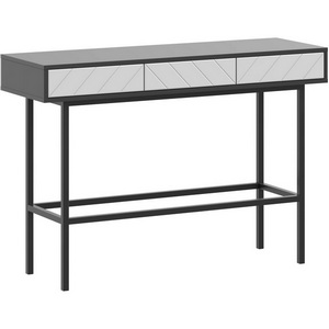 Изображение товара Стол консольный с ящиком Boho ОГОГО (арт.769647), (ЛДСП, Металл, Стекло/Белый, Черный) (прямоугольная столешница, 4 ножки)