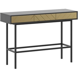 Изображение товара Стол консольный с ящиком Boho ОГОГО (арт.769652), (ЛДСП, Металл, Зеркало/Черный, Золотой) (прямоугольная столешница, 4 ножки)