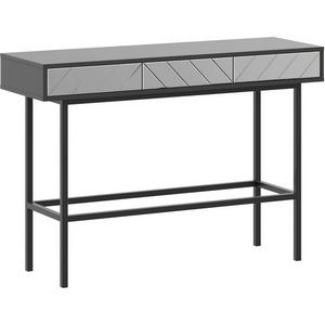 Изображение товара Стол консольный с ящиком Boho ОГОГО (арт.769654), (ЛДСП, Металл, Зеркало/Черный, Серый) (прямоугольная столешница, 4 ножки)