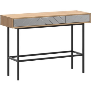 Изображение товара Стол консольный с ящиком Boho ОГОГО (арт.769655), (ЛДСП, Металл, Зеркало/Серый, Дуб Корбридж) (прямоугольная столешница, 4 ножки)