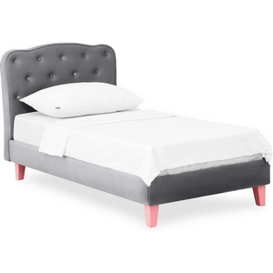 Изображение товара Кровать односпальная из массива сосны Candy ОГОГО (арт.785942), (Ткань/Серый,Розовый)