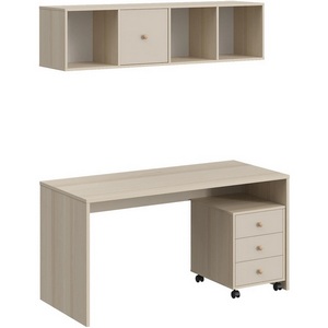 Изображение товара Компьютерный стол с ящиком и полкой Play ОГОГО Обстановочка (ЛДСП/Бежевый) 850341 (прямоугольная столешница)