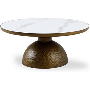 Изображение товара Столик журнальный Macos major (Керамика/Белый, Золотой) ОГОГО Обстановочка 888824 (круглая столешница)