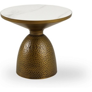 Изображение товара Столик журнальный Macos mid (Керамика/Белый, Золотой) ОГОГО Обстановочка 888825 (круглая столешница)
