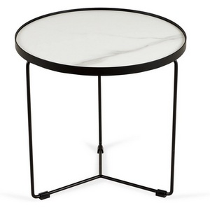 Изображение товара Столик журнальный Fonot low (Керамика/Белый, Черный) ОГОГО Обстановочка 888851 (круглая столешница)