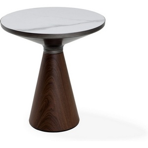 Изображение товара Столик журнальный Fis mid (Керамика/Коричневый, Белый) ОГОГО Обстановочка 888855 (круглая столешница)