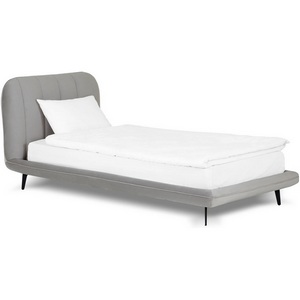 Изображение товара Кровать односпальная металлическим односпальная с мягким изголовьем Amsterdam ОГОГО Обстановочка! (Велюр/Серый) арт.915079